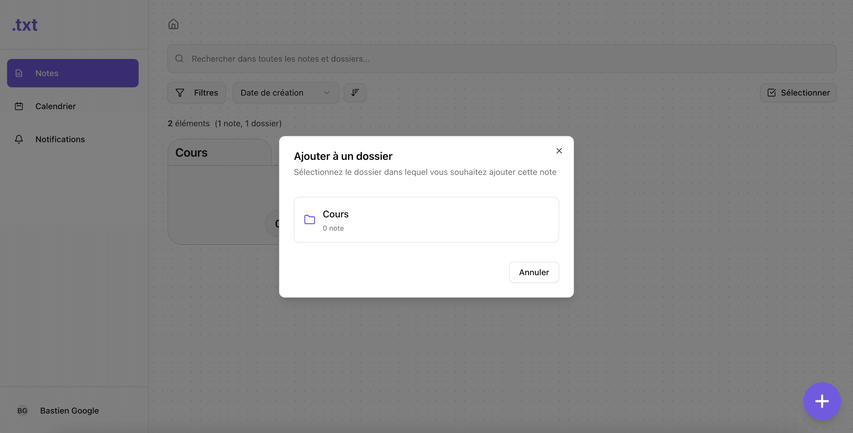 Système de gestion de dossiers Dot.TXT avec organisation hiérarchique et structure intuitive pour classer vos notes